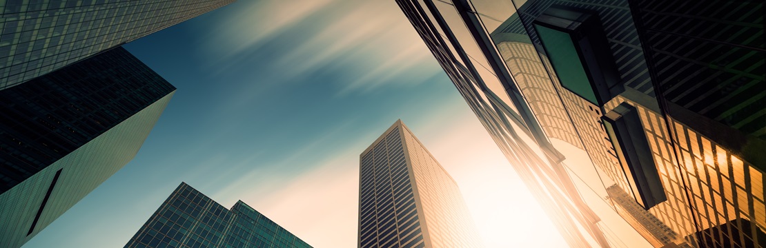Abstract image of a mirrored building